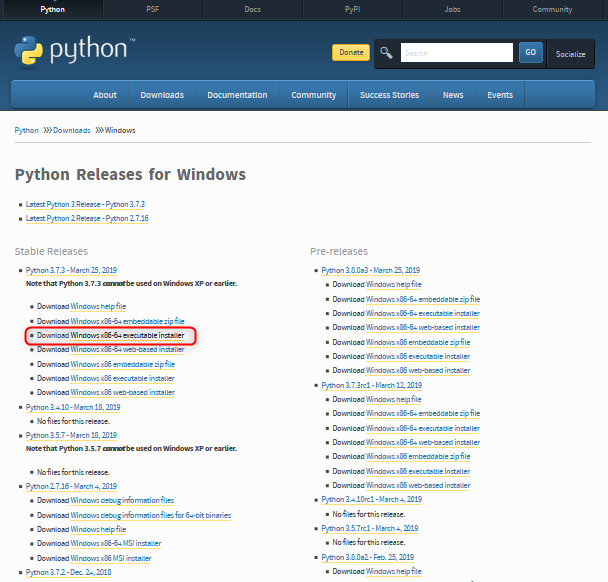 Python for Windows 64bit