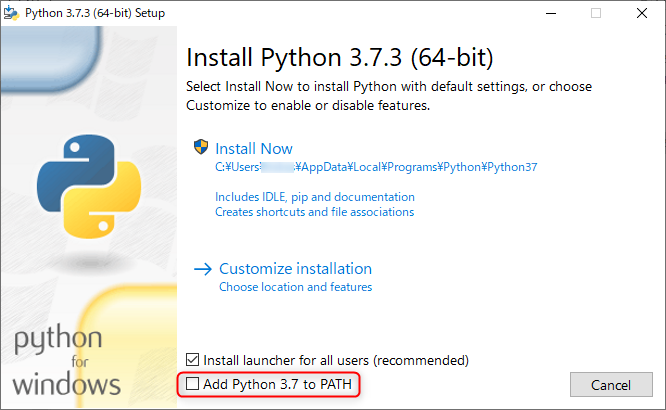 Python Windows64bit Install